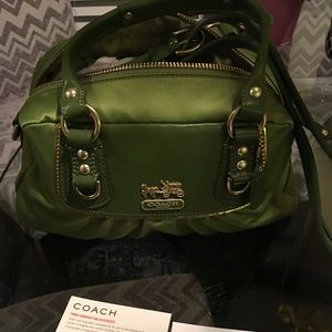 Authentic Satin and leather Coach bag